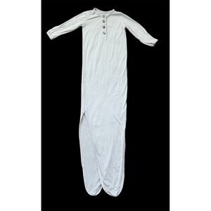 Marlowe & Co Light Gray Bamboo Knotted Baby Gown Henley Sleeper 0-3M (0876)